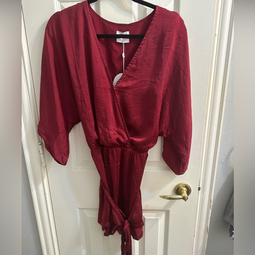 Buddy love crimson V-neck romper